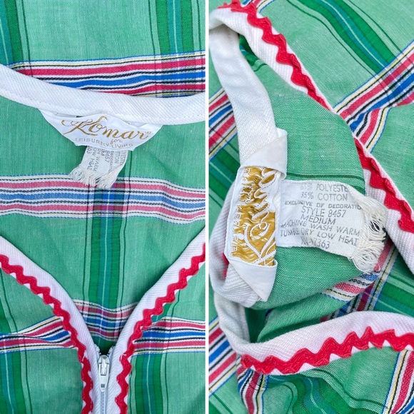 Vintage 70s Komar Zip Front House Dress Robe Sz Medium Pockets House Coat - Picture 2 of 11